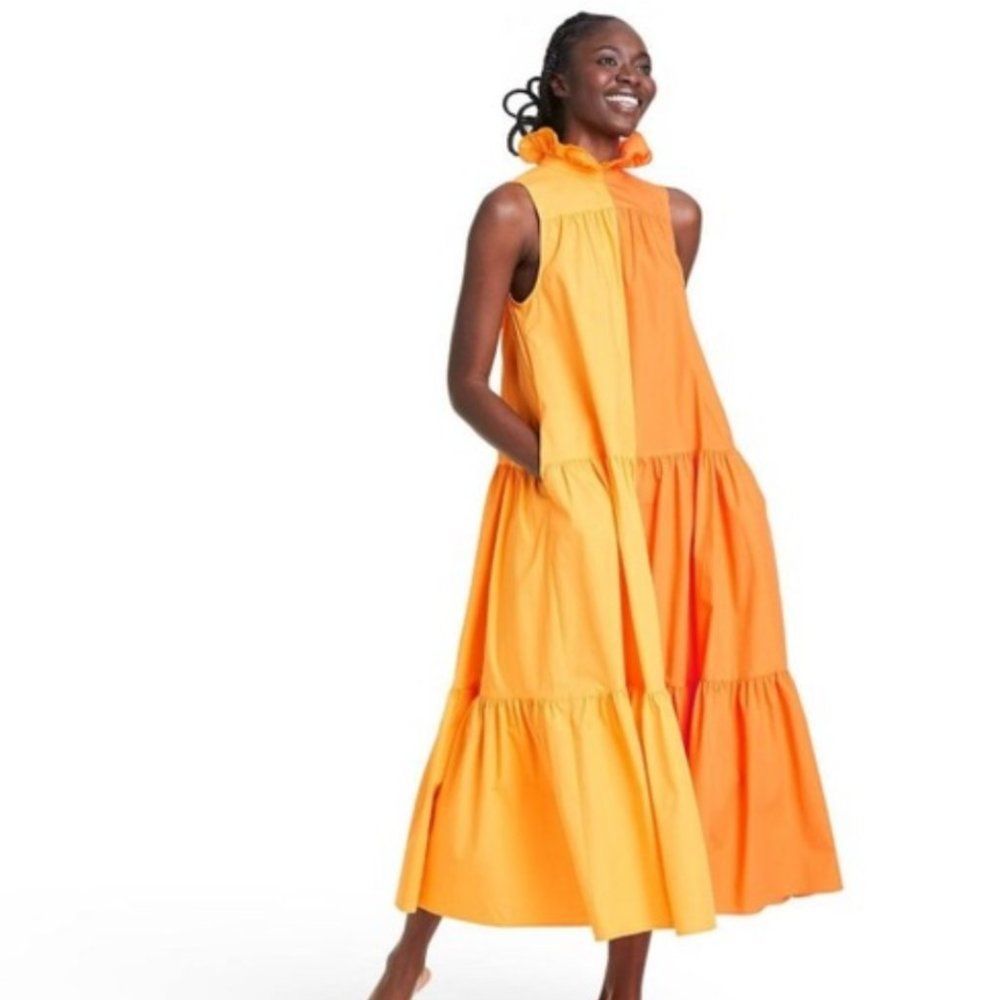 Christopher Rogers Target Two-tone Orange Dress Size XXS Brand New With Tags
